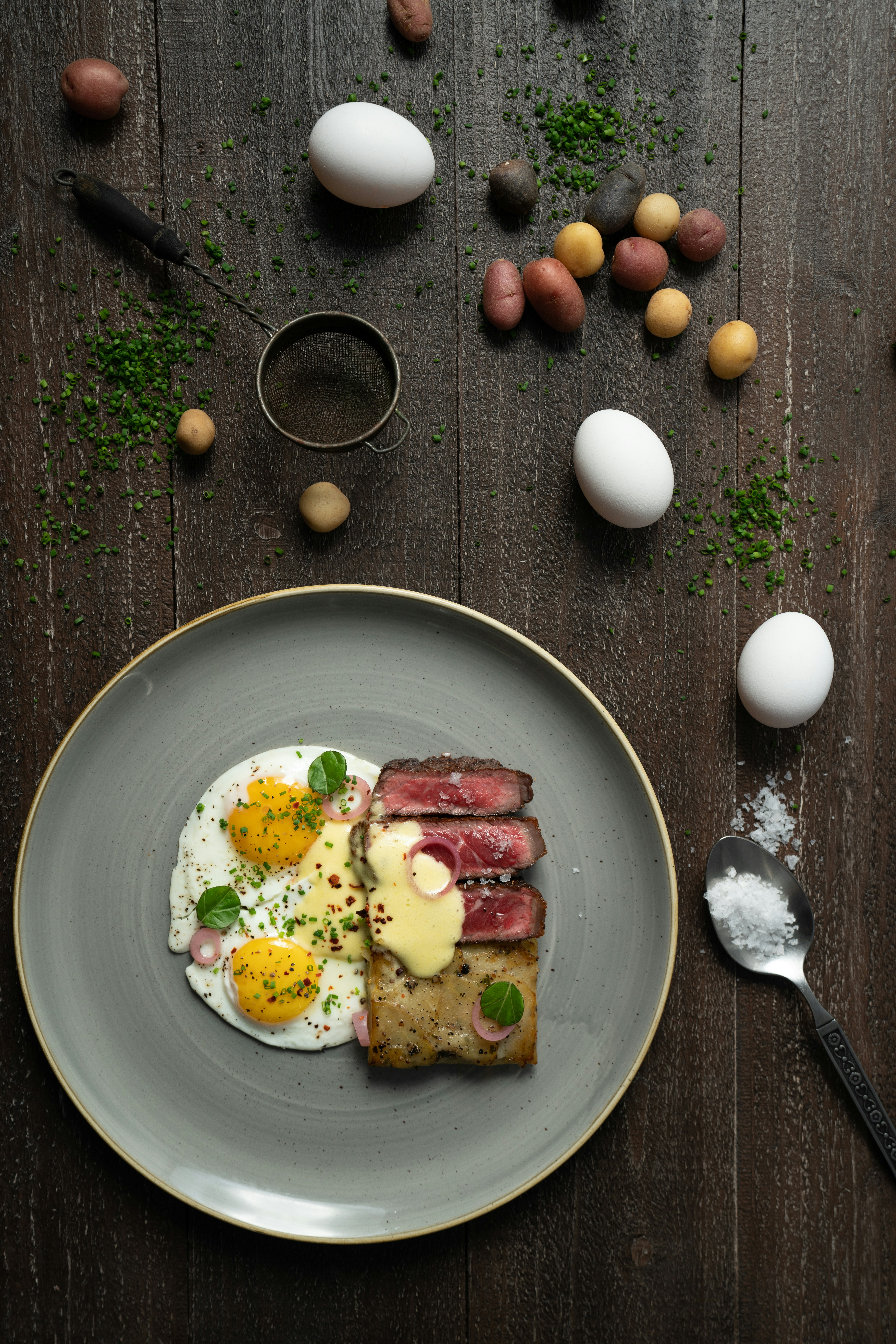 Simple home-cooked meal on a wooden table